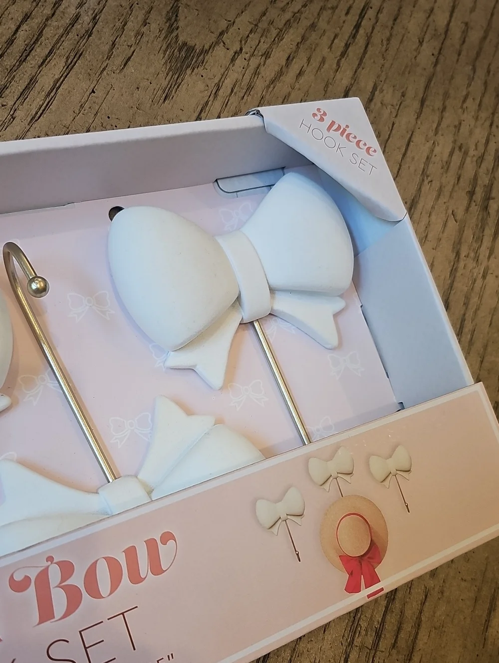 Velvet Bow Hook Set - White Velvet Bow Wall Hooks (Set of 3) NWT